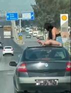 Trafiği tehlikeye düşürün otomobil sürücüsü ile yolcu gözaltına alındı