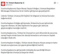 Cumhurbaşkanı Erdoğan, Litvanya Başbakanı Sinkevicius ile görüştü