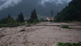 Trabzon'da etkili sağanak; Uzungöl'de taşkın