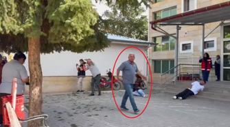 Mahalle muhtarı hastane önündeki tatbikatı gerçek sandı; o anlar görüntülendi