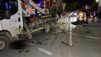 Bursa'da motosiklet ile sepetli vinç çarpıştı: 1 ölü, 1 ağır yaralı