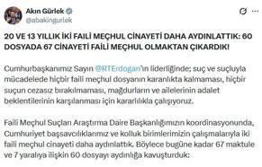 Bakan Gürlek: 2 faili meçhul dosyayı daha aydınlattık