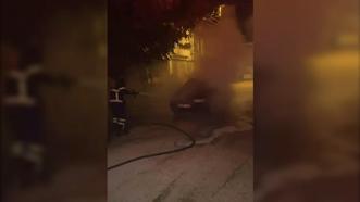 Adıyaman'da seyir halindeki otomobil yandı