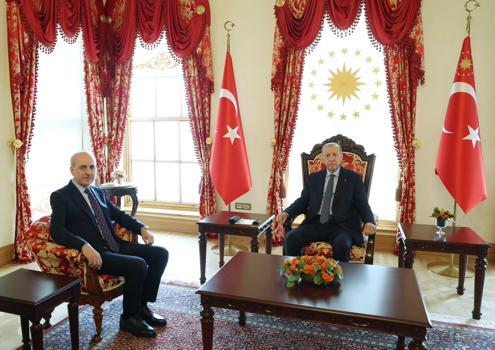 İstanbul- Cumhurbaşkanı Erdoğan TBMM Başkanı Kurtulmuş'u kabul etti