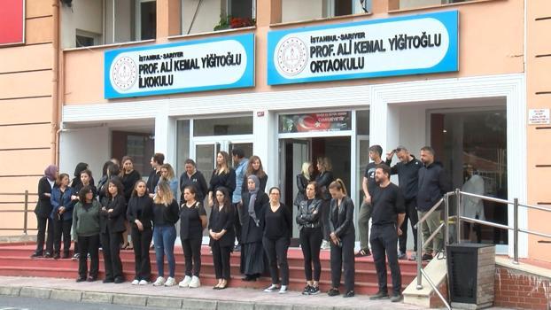 İstanbul - Sarıyer’de öğretmenin darbedildiği okulda öğretmen ve öğrencilerden protesto