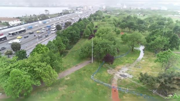 İstanbul - Edanur'un boğulduğu noktada bariyerli önlem devam ediyor (havadan görüntülerle)