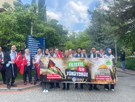 Ankara Üniversitesi'nde Filistin'e destek yürüyüşü