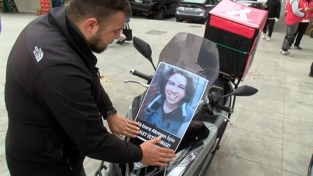 İstanbul - Kadıköy'de motokuryelerden Ata Emre Akman için adalet konvoyu