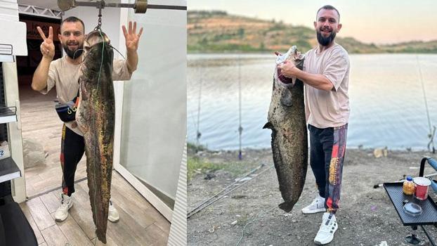 Baraj gölünde 24 kiloluk yayın balığı yakaladılar