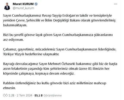 Çevre, Şehircilik ve İklim Değişikliği Bakanlığına Murat Kurum, Sağlık Bakanlığına Kemal Memişoğlu atandı (2)