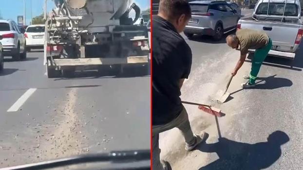 Üsküdar'da yola beton dökerek ilerleyen sürücüye 12 bin 52 lira para cezası