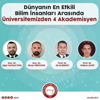 MKÜ’lü 4 akademisyen dünyanın en etkili bilim insanları listesine girdi