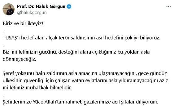 Savunma Sanayii Başkanı Görgün: Alçak terör saldırısının asıl hedefini çok iyi biliyoruz