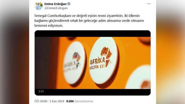 Emine Erdoğan'dan Senegal Cumhurbaşkanı Fay ve eşinin ziyaretine ilişkin paylaşım