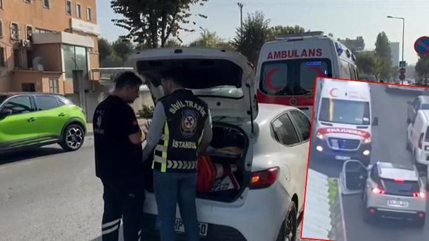 Küçükçekmece'de otomobilden yol isteyen ambulans kamyonet çıktı