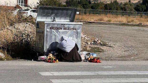 Çöpten yiyecek topluyor gibi davranıp dilenen kadın gözaltına alındı