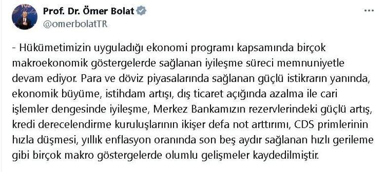 Bakan Bolat: Makroekonomik göstergelerde iyileşme süreci devam ediyor