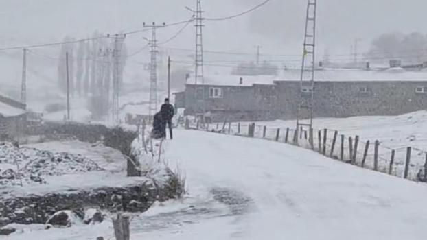 Ardahan'ın yüksek kesimlerinde kar yağışı ve tipi