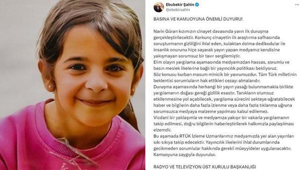 RTÜK Başkanı Şahin'den 'Narin Güran davası' açıklaması