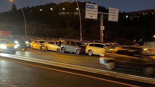 Ankara'da 8 aracın karıştığı zincirleme kaza: 2 yaralı