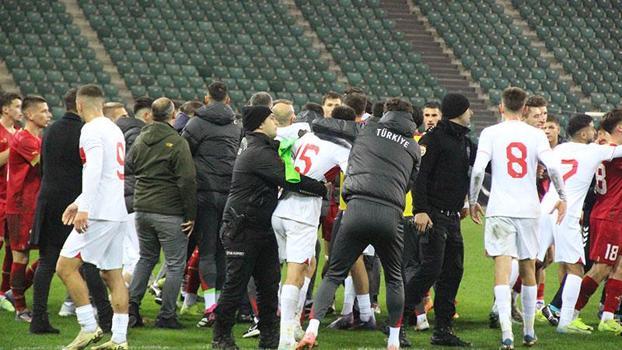 Türkiye U21 - Sırbistan U21 maçının ardından arbede yaşandı