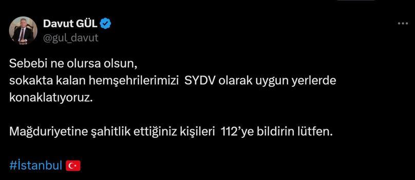 İstanbul - İstanbul Valisi Gül'den "evsizleri 112'ye bildirin" çağrısı