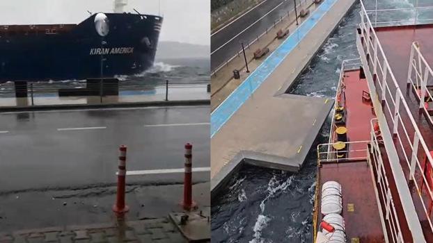 Beykoz'da sürüklenen gemi kıyıya çarpmaktan son anda kurtuldu