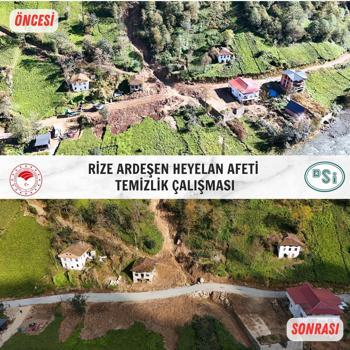 Rize'de heyelanın izleri silindi; bölge dronla görüntülendi