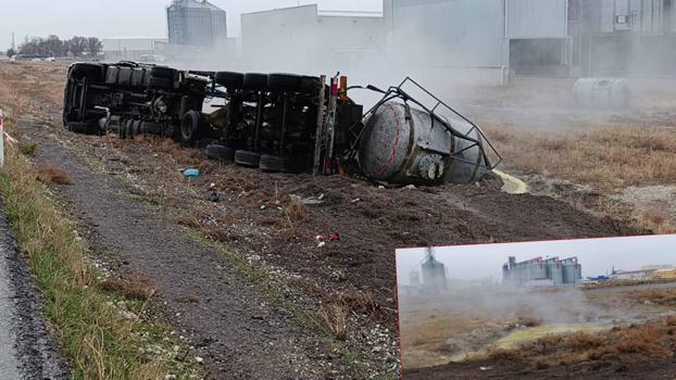 Devrilen asit yüklü tankerin şoförü öldü