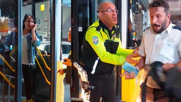 Beşiktaş'ta otobüs şoförü yolcuya sinirlenip indi; polis ikna etmeye çalıştı