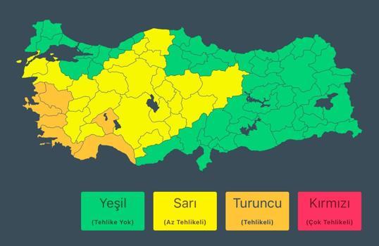 İçişleri Bakanlığı'ndan 6 ile turuncu kodlu yağış uyarısı