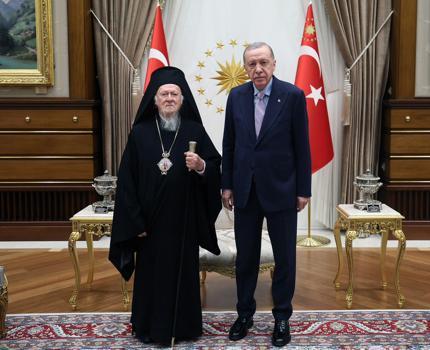 Cumhurbaşkanı Erdoğan, Fener Rum Patriği Bartholomeos'u kabul etti