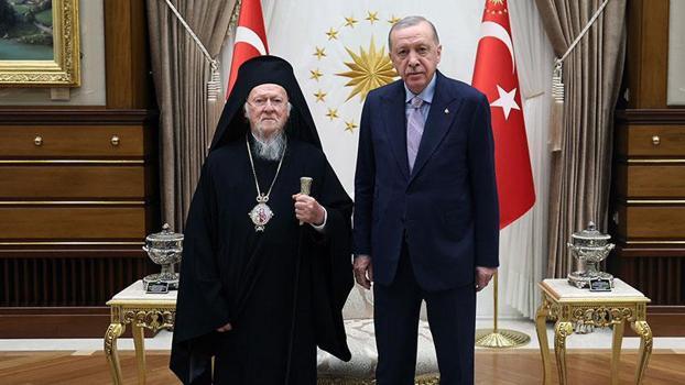 Cumhurbaşkanı Erdoğan, Fener Rum Patriği Bartholomeos'u kabul etti