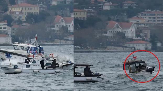 Üsküdar'da denize düşen balıkçıyı diğer teknedekiler kurtardı; o anlar kamerada