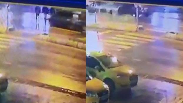 Edirne'de otomobilin 'yaya geçidi'nde çarptığı 3 kişi yaralandı; kaza kamerada