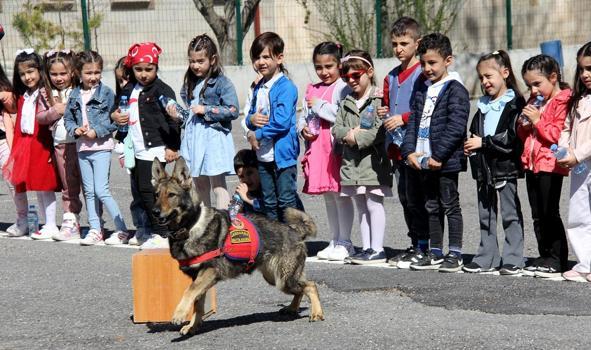 Jandarma köpeklerinden çocuklara 23 Nisan gösterisi