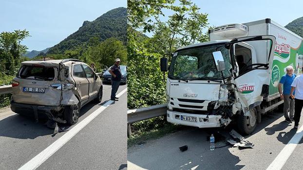 Kamyonet cipe arkadan çarptı; 2 yaralı