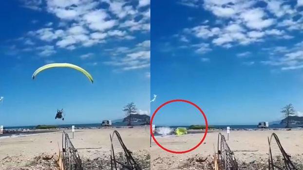 Giresun'da paramotorun denize düşme anı kamerada