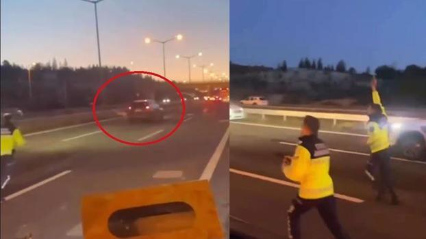 Otoyol'da jandarmanın 'dur' ihtarına uymayan sürücü tutuklandı; o anlar kamerada