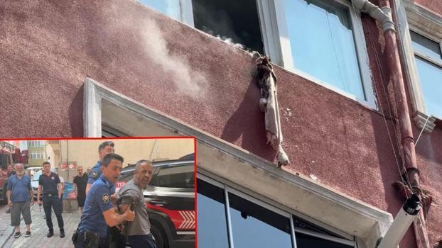 Kağıthane'de evini yakmaya çalıştı polise direndi; kelepçenelerek gözaltına alındı