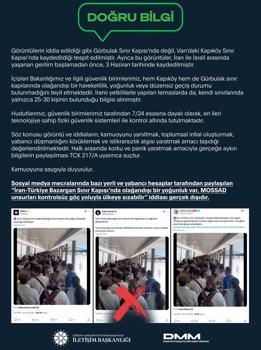 DMM: Hudutlarımız, güvenlik birimlerimiz tarafından 7/24 kontrol altında tutulmaktadır