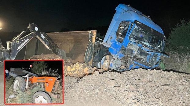 Hafriyat kamyonu traktöre arkadan çarptı; 1 ölü, 1 yaralı