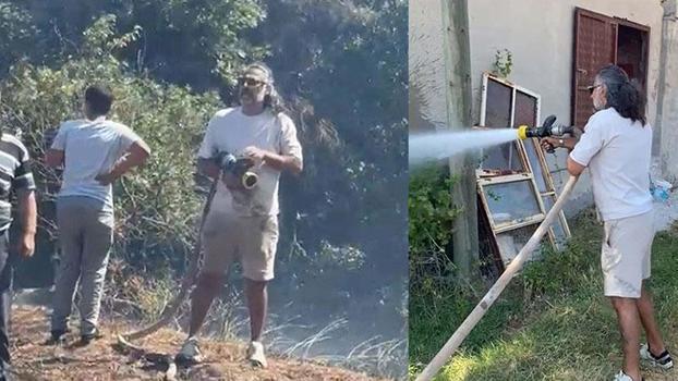Oyuncu Kenan Çoban, Çanakkale'de çıkan yangına müdahale etti