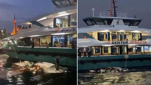 Üsküdar'da yolcu motoru balıkçı teknesine çarptı