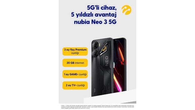 5G uyumlu nubia Neo 3 Turkcell mağazaları ve Pasaj’da