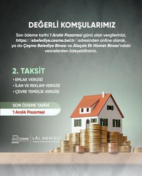 Çeşme'de vergi ödemelerinde son gün 1 Aralık