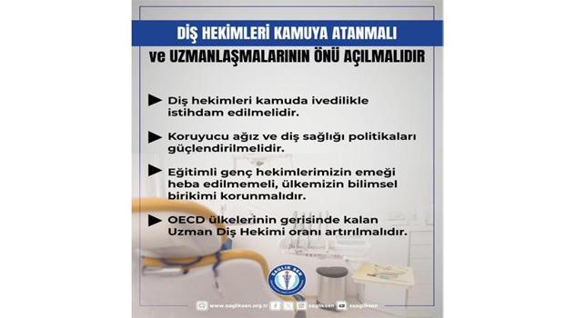 Sağlık-Sen: Diş hekimleri kamuya atanmalı ve uzmanlaşmalarının önü açılmalıdır