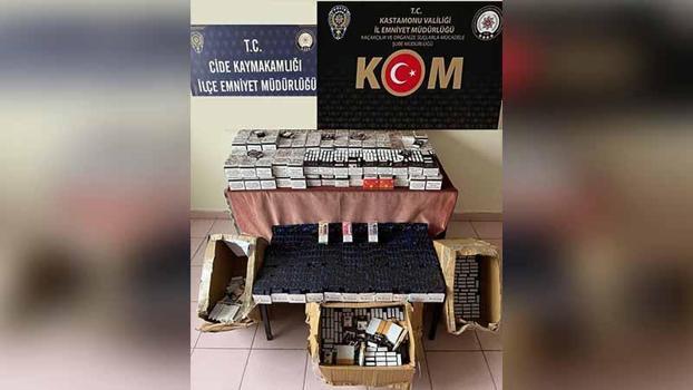 Kastamonu'da 61 bin 100 adet makaron ele geçirildi