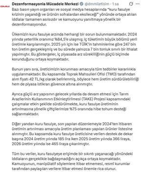 DMM: 'Kuru fasulye krizi' iddiası dezenformasyondur