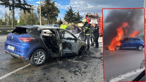 Samsunsporlu futbolcu Musaba'nın kullandığı araç alev aldı